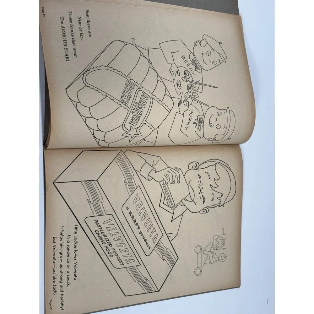 Vintage 1954 Unused Super Market Coloring Contest Book‎ Pictures Brands Kraft 5x